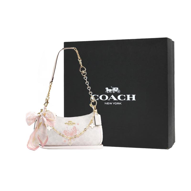 Coach Shoulder Bag [Customized Bag] Teri 25 Brand Micro-label Detachable Strap Bow Silk Scarf Extension Chain Printed Feng Rusong Basic Style