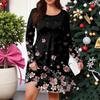 Plus Size Women's Gradient Print Casual Spring/Autumn Pocket Round Neck Long Sleeve Dress