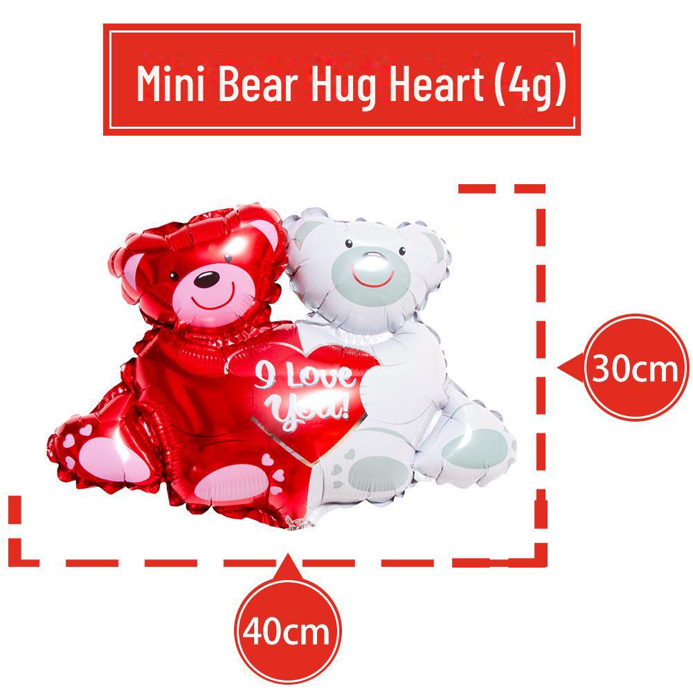 Double Bear Hug Heart Foil Balloon Decoration with Mini Balloons for Weddings
