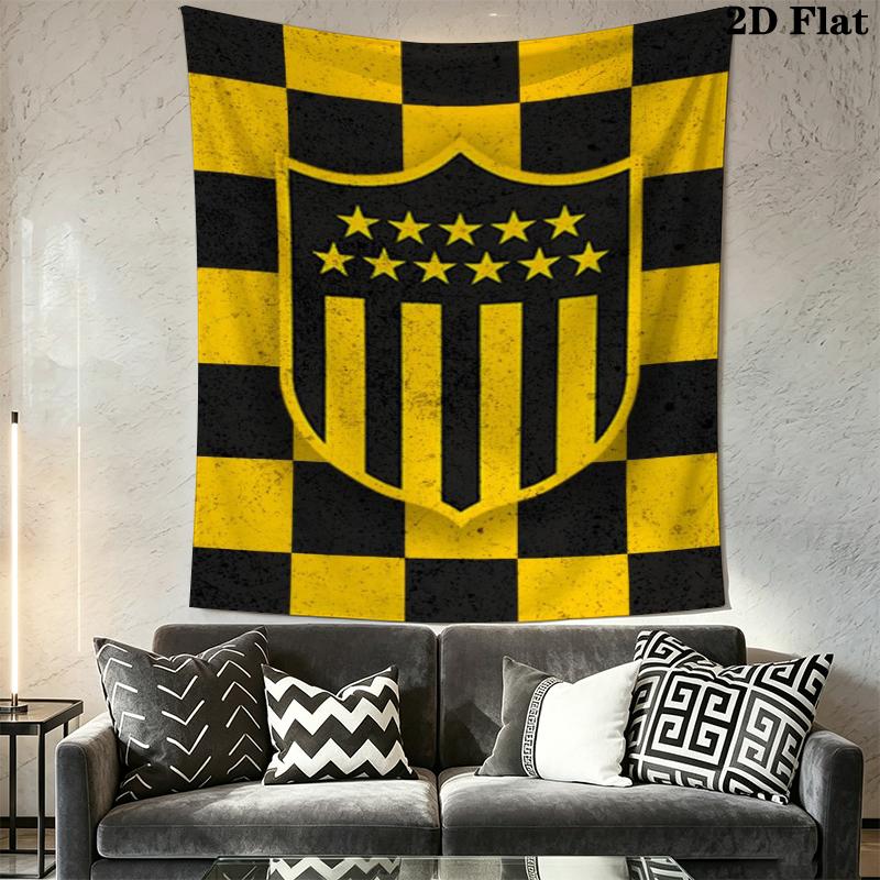 Penarol Fußballverein Wandteppich Ästhetisches Wandbehang Gedruckter Stoffdecke Dekorative Wandteppiche für Schlafzimmer Wohnzimmer Heimdekoration