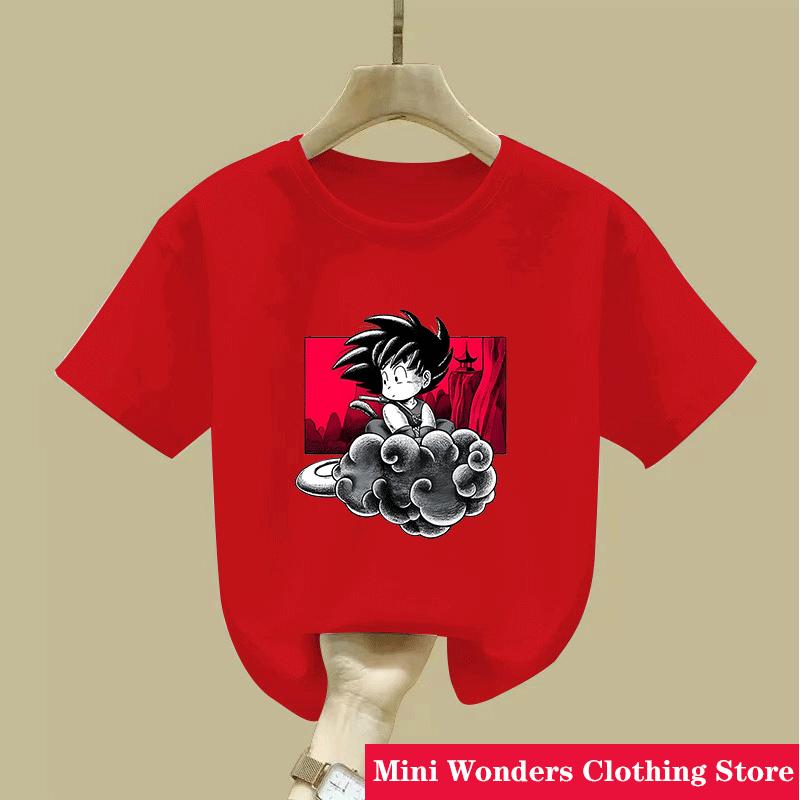 2026 Dragonball Summer Tshirt Cartoon Casual 314 Years Boys Goku Shortsleeved Girls Tshirt Kids Teen Clothes Girls Clothes