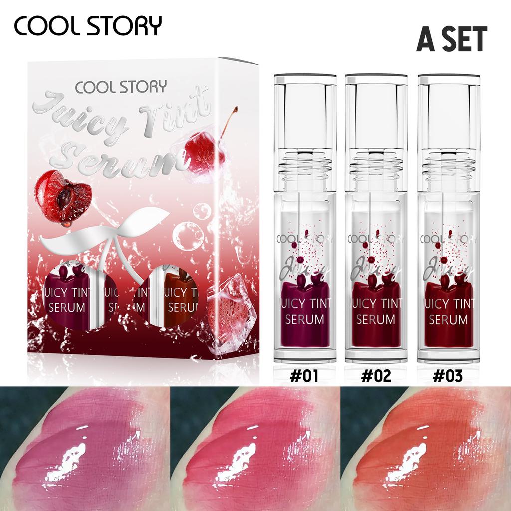 3 Lip Creative Water Oil 2N1 Lip Dyeing Liquid Set Water Light Color Retaining Lip Gloss Plump Plump Moisturizing Long-lasting Lip Color