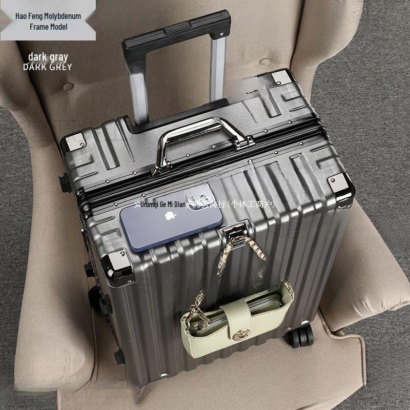 Sturdy Aluminum Frame Trolley Suitcase with Silent Wheels & Combination Lock - Large Capacity for Men, Women & Students
