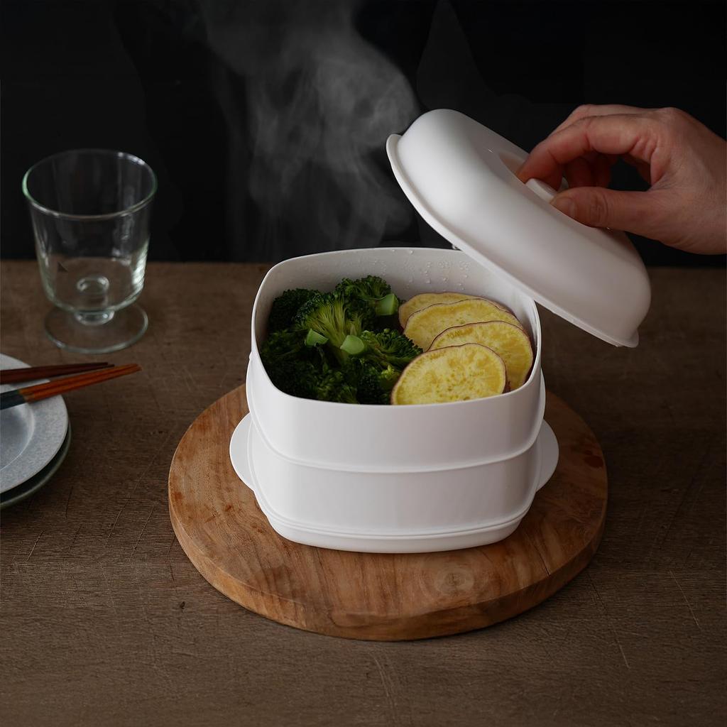 Astro Microwave Made in Cooks 2 Dishes Dishwasher Steam Heating for Fluffy Steamed Steamed Steamed Food Reheating Frozen Healthy Diet 2-Tier Steamer,