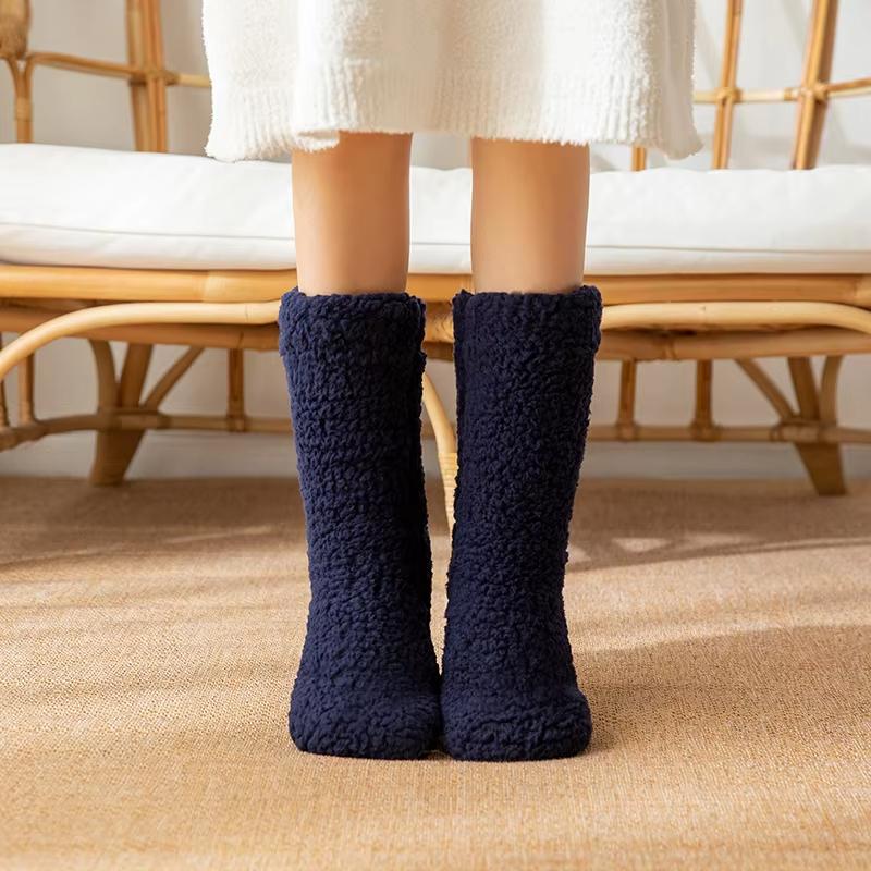 Thickened Thermal Socks Women Winter Warm Home Soft Thickened Plus Velvet Sleeping Anti Slip Floor Slipper Sock Halloween Gift