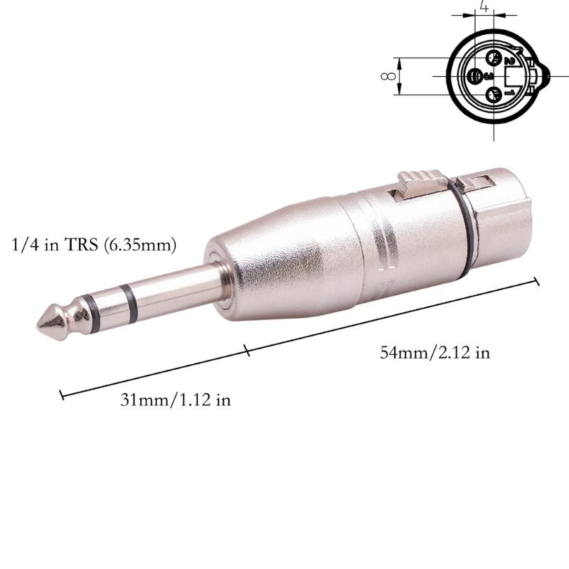 XLR 3 Pin Male to 6.35mm 1/4" TS Male Audio Adapter, Stereo 6.35mm to XLR Plug Stereo Mic Audio Connector for Microphone