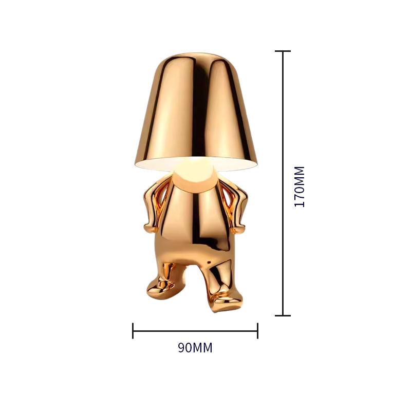 Golden Man Charging Desk Lamp: Modern Minimalist Figurine for Creative Decor & High-End Ambiance
