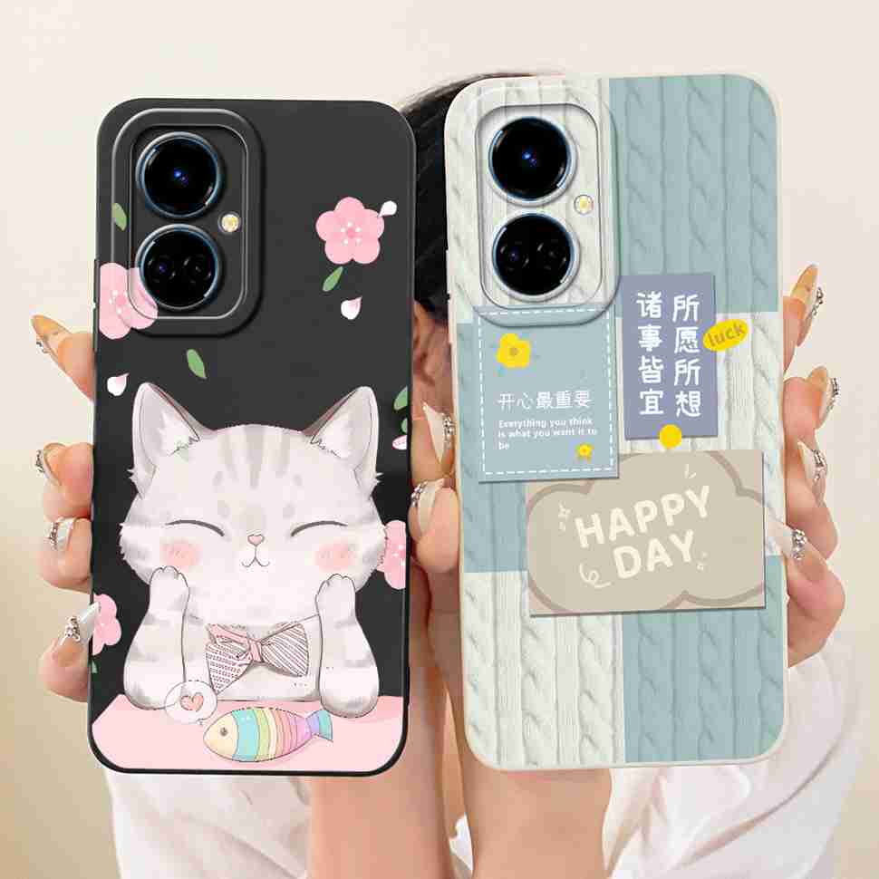 For Tecno Camon 19 CI6n Case Blue Pattern Cat Cover Soft Silicone Casing For Tecno Camon 19 Camon19 Cover Phone Shell