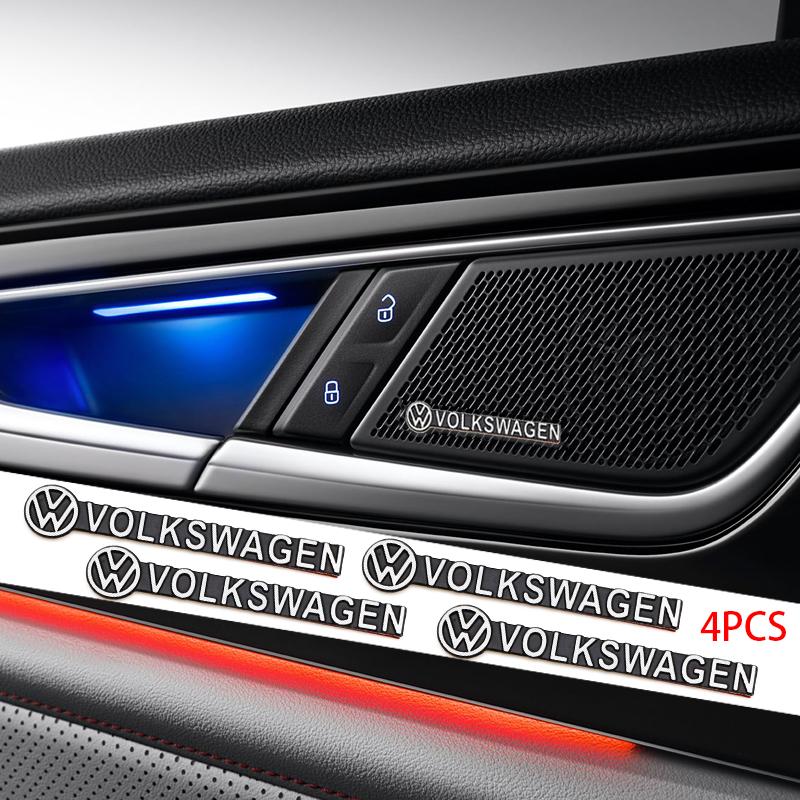 4/8Pcs Car Audio Speaker 3D Aluminum Badge Logo KL35 Stickers For VW GTl Golf Passat Polo Tiguan Arteon Touareg CC Taigo Caddy Jetta
