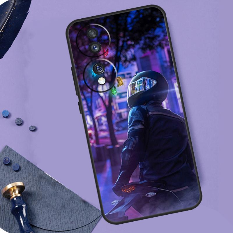Neon Motorcycle Biker Case For Honor Magic 6 Pro Magic 5 Lite 50 70 90 Lite X6 X7 X8 X9 X6a X7a X8a X9a X8b X9b