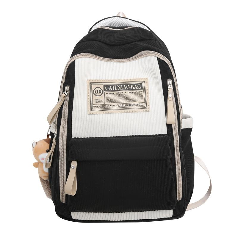 

Новый вельветовый рюкзак для студенток, контрастный цвет, повседневный рюкзак, для старшеклассниц и учениц средней школы, большая вместимость, школьная сумка