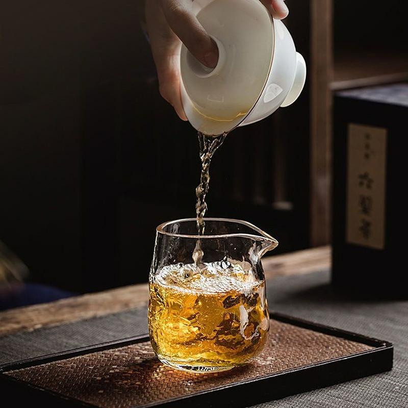 Transparent Hammer Patterned Tea Dispenser Kungfu Tea Cup Household Thicken Heat Resistant Tea Separator Teaware Accessories New