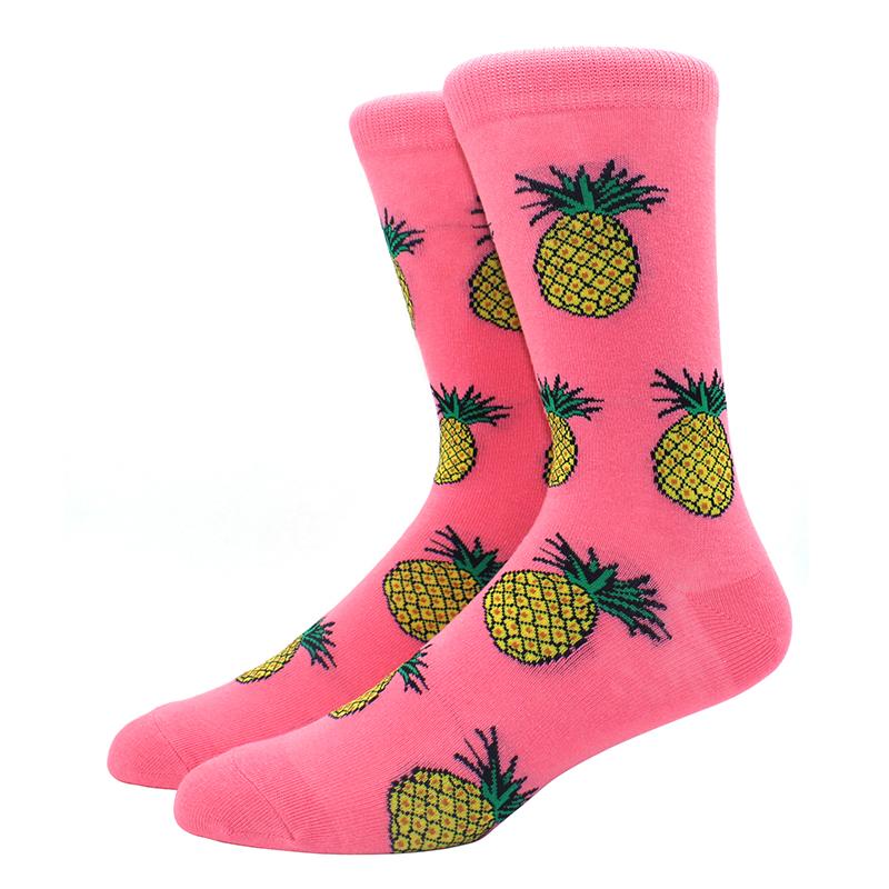 1 Pair of  Fun Men Socks Casual Cartoon Fruit Banana Flamingo Lemon Egg Sloth Pizza Happy Harajuku Skateboard Socks