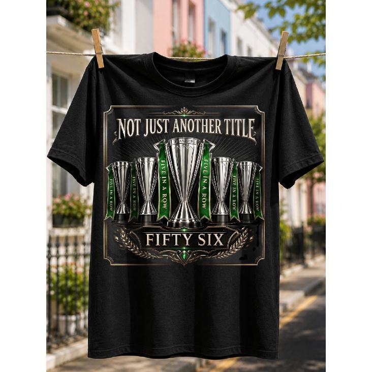 Not Just Another Title Five in A Row Fifty Six Trophy Graphic T-Shirt, Framed Cup Laurel Vintage Fan Style S чёрный