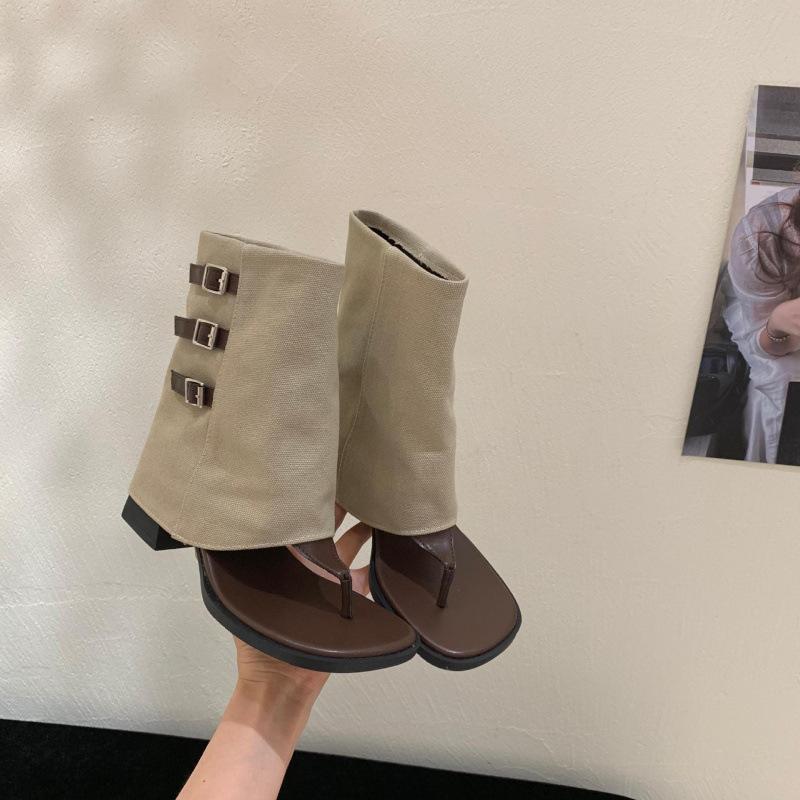 Roman Style Toe Cool Boots 2025 New Casual Fashion Boots Summer Versatile Thick Heel 5.5 Cm Sandals