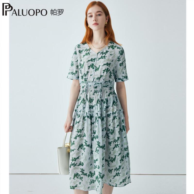 PALUOPO Women s 2026 Floral Silk V-Neck Midi Dress XL