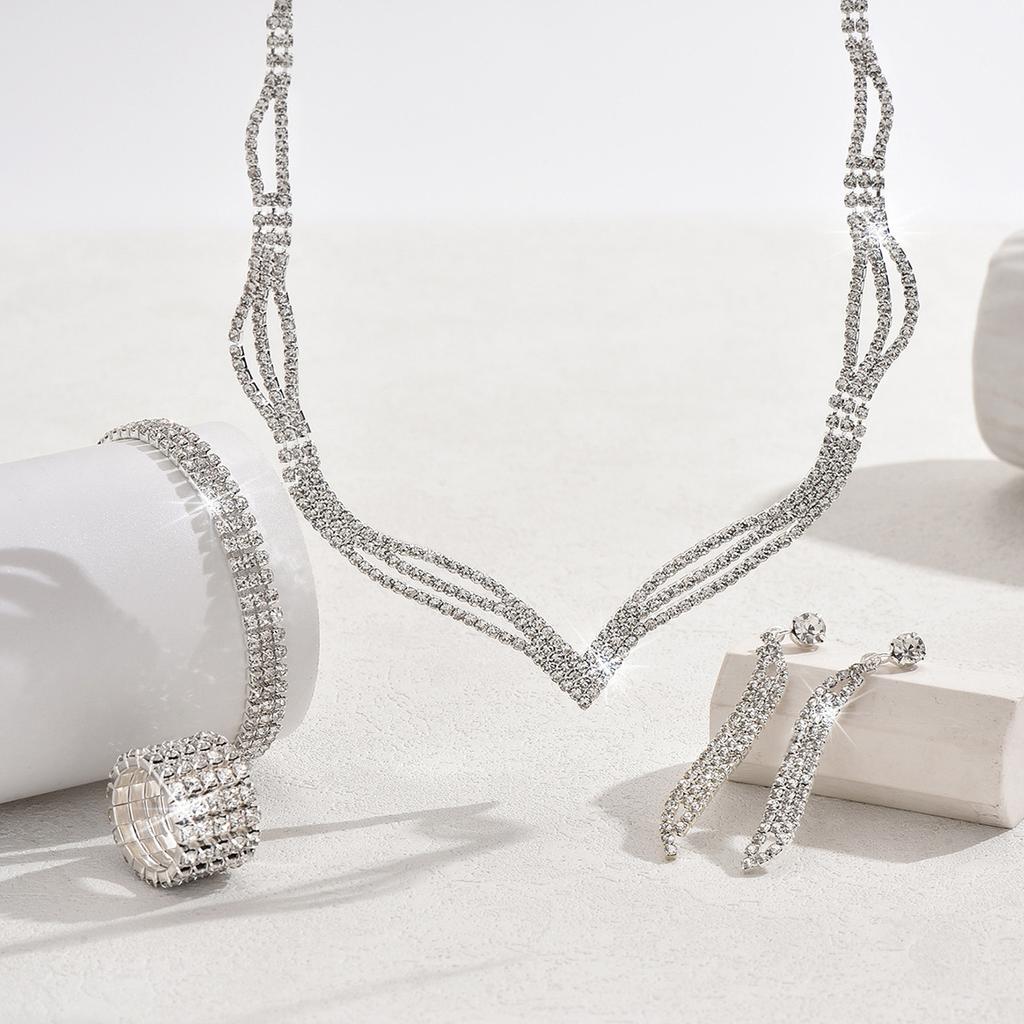 BLINGBAY Smykkesett for kvinner Søtt Romantisk Mote Bryllup Elegante Tilbehør Øredobber Halskjede Armbånd Sett Jenter Moderne Smykker Gave