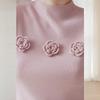 Women's French Sweet 3D Floral Slim Knit Top