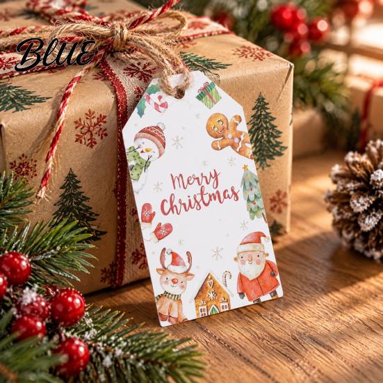 Holiday Craft Tags 50 Pcs Christmas Gift Tags Merry Thick Paper Labels with Santa Claus Jute Rope for Wrapping DIY Crafts New Year Party Favors
