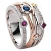 Huitan Fashion Cross Female Finger Ring Zircon White/Yellow Blue/Rose Red CZ Shine Stone Evening Party Accessories Stylish Gift