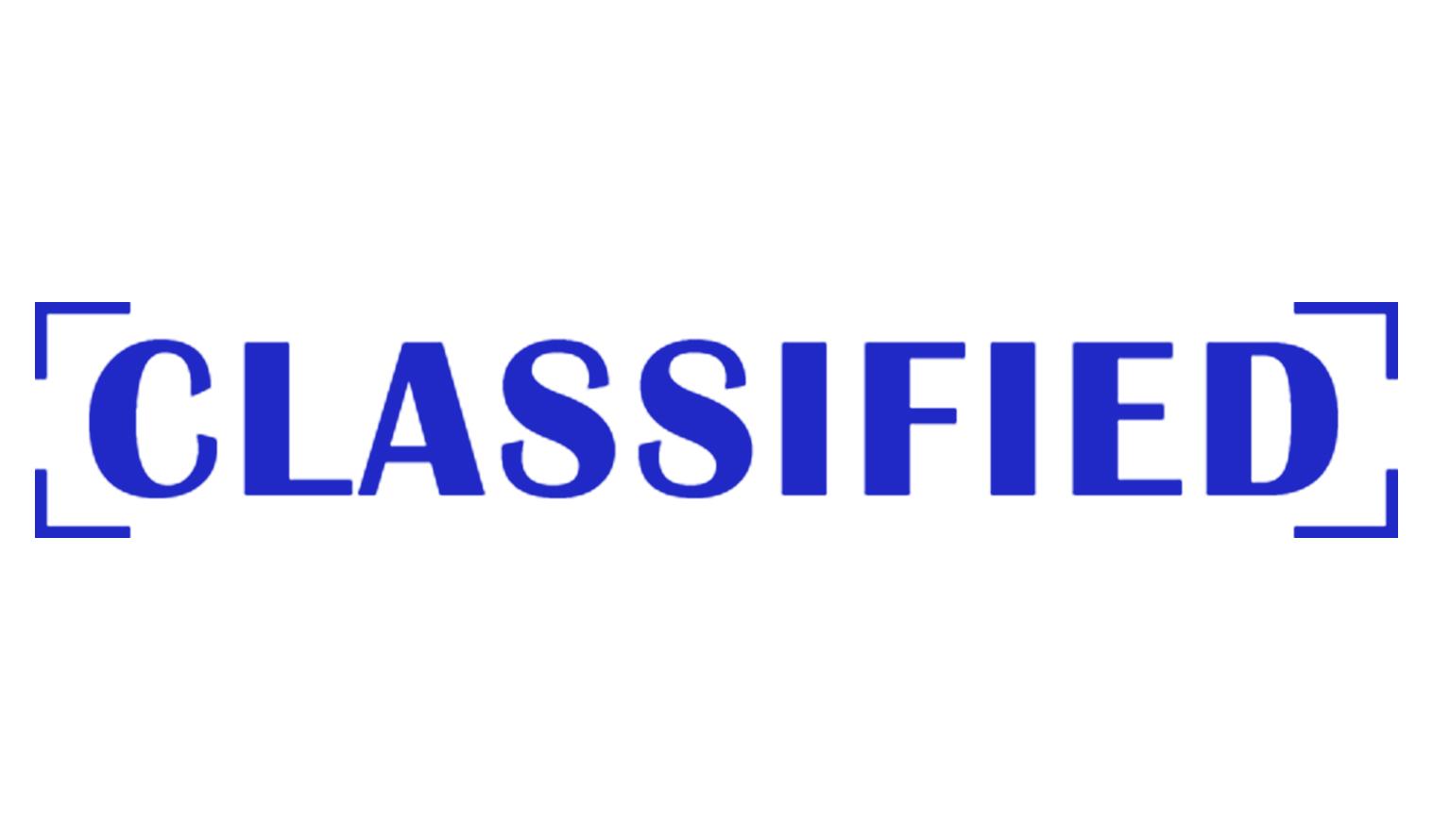 

Printtoo Classified Self Inking Rubber Stamp Pre-Inked Office Stamp- Home Office Business Stationery, Black- 42 x 9 синій