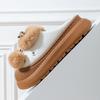 New bow pompon thick furry slippers women's winter waterproof leatherette shoes home plush slipper ladies platform slides shoes