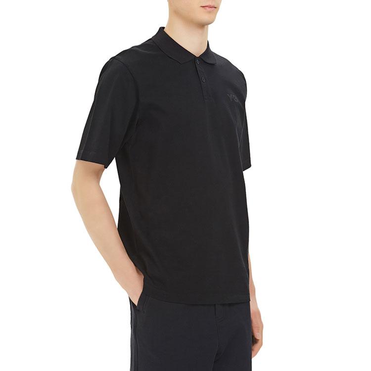 Y-3 Solid Cotton Polo Shirt Men Tops Black FN3355