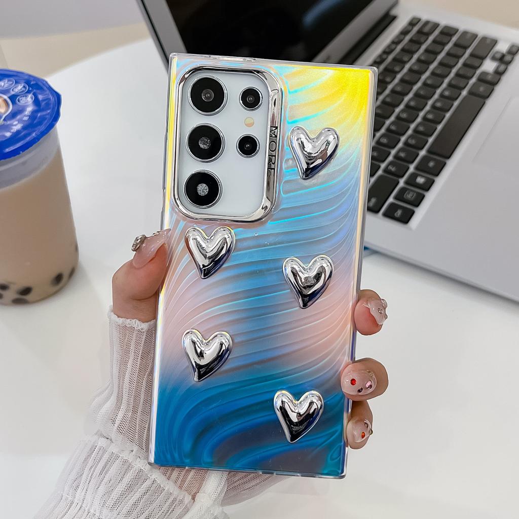 Electroplating Laser Suitable for Samsung S25ultra Mobile Phone Case Three-dimensional DIY Love S24Plus Premium A56