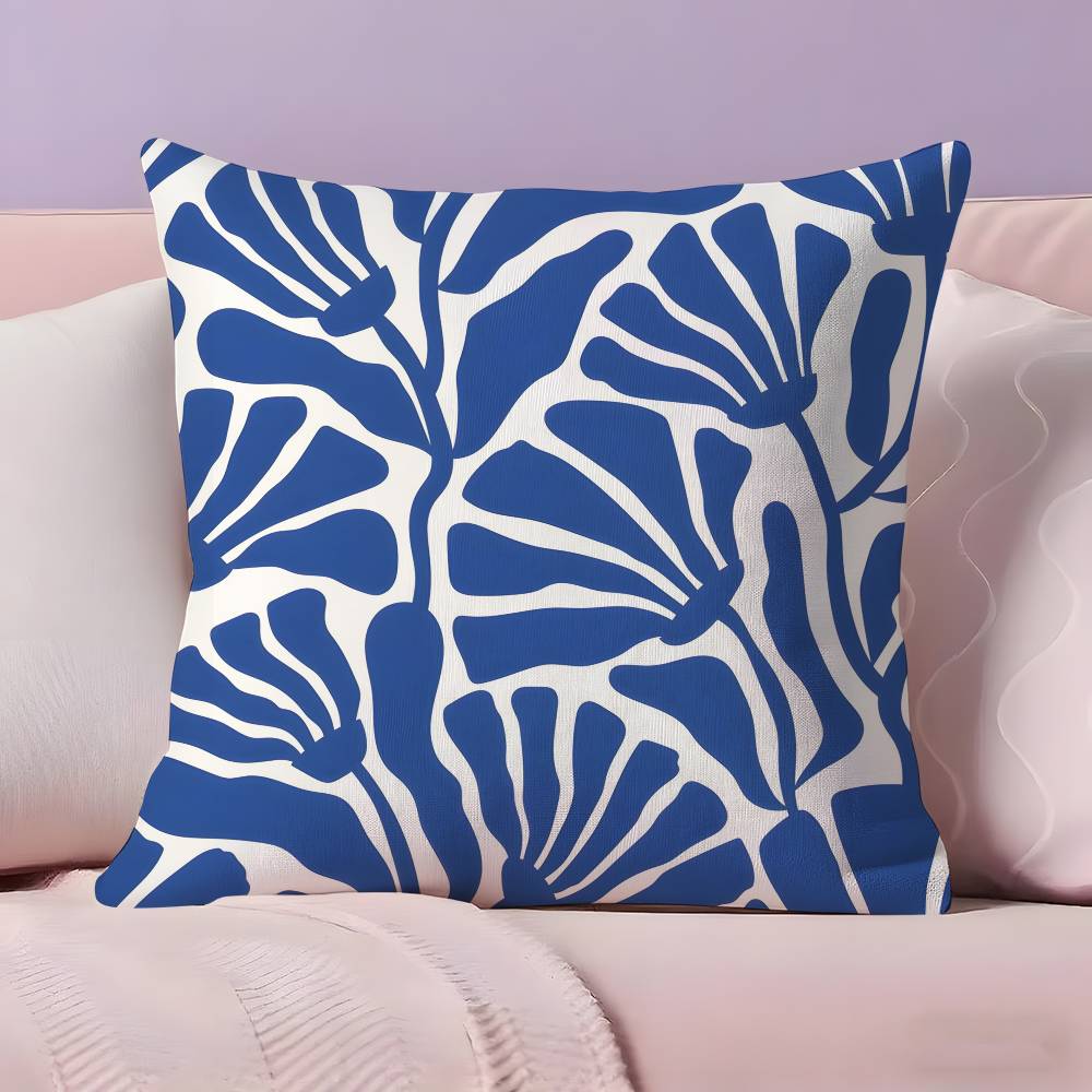 Elegant Blue Floral art Pillow Case  Ultra Soft Skin Friendly Fabric Cloud Like Comfort & Concealed Zipper