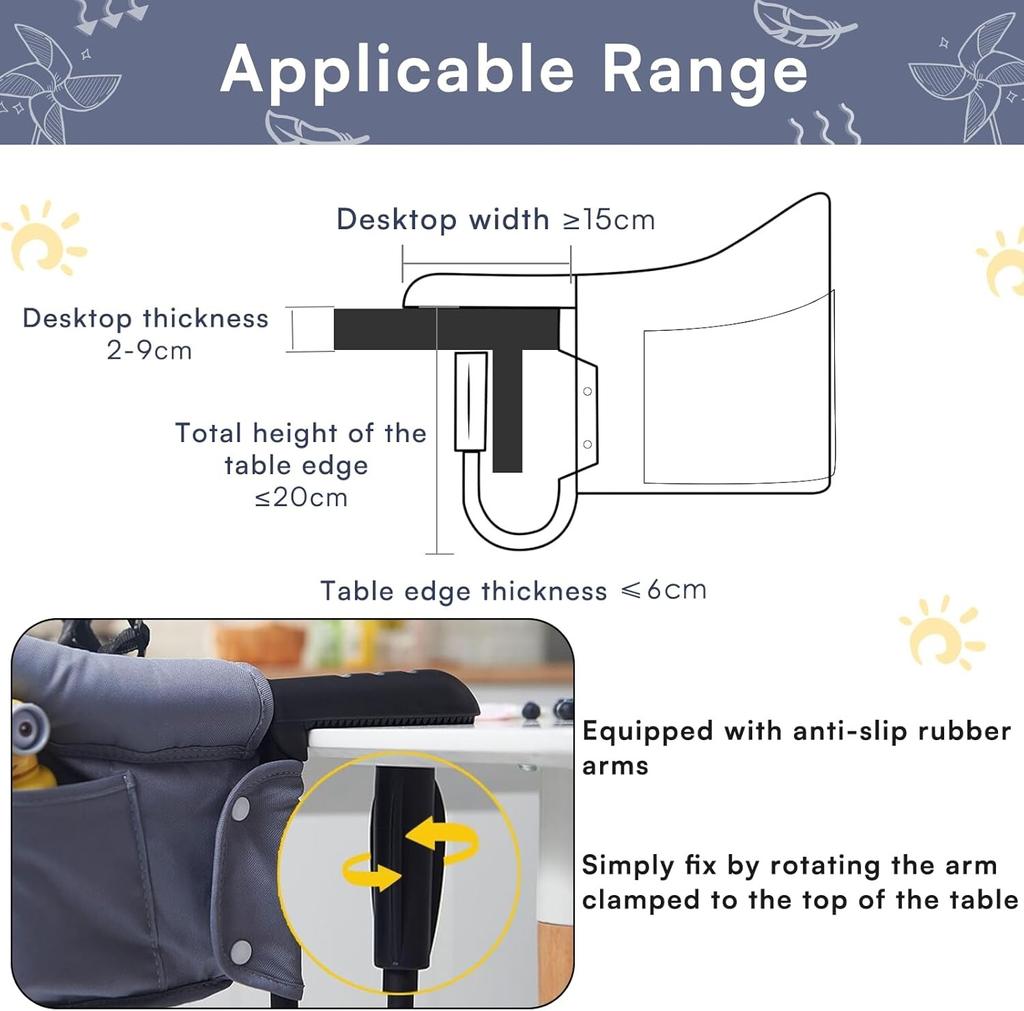 UBRAVOO Booster Seats, Portable High Chairs for Babies and Toddlers, Foldable HighChair for Baby from 6 Months to 3 Years, Sitting Up to 18 kg