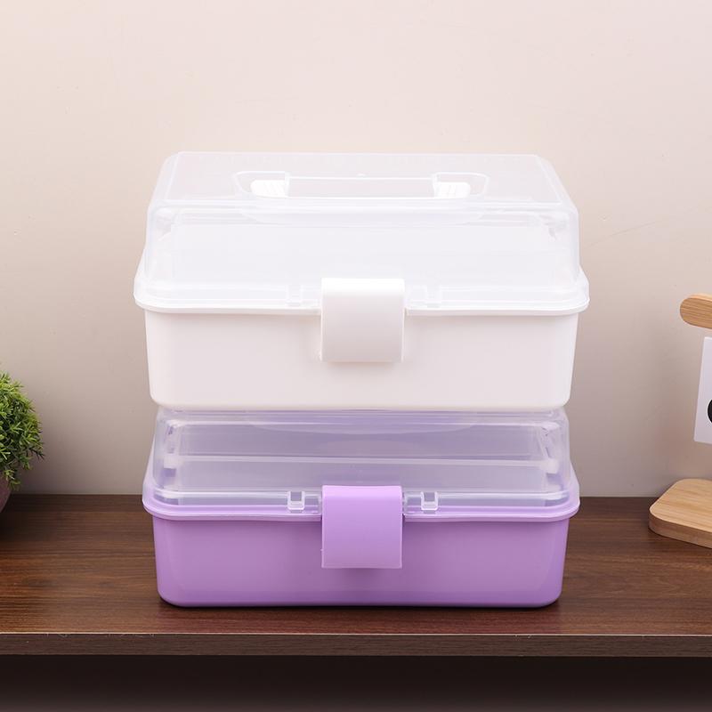 3 Layers Large Capacity Storage Box With Handle Foldable Plastic Portable Makeup Hairpin Organizer Nail Art Jewelry Box