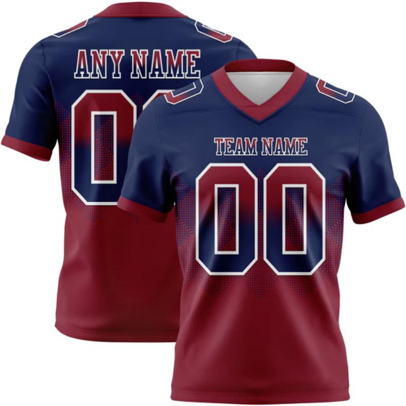Custom Team Name And Number Gradient Color Football Jersey For Men Short Sleeve Breathable Tshirt For Men Football Club Tees