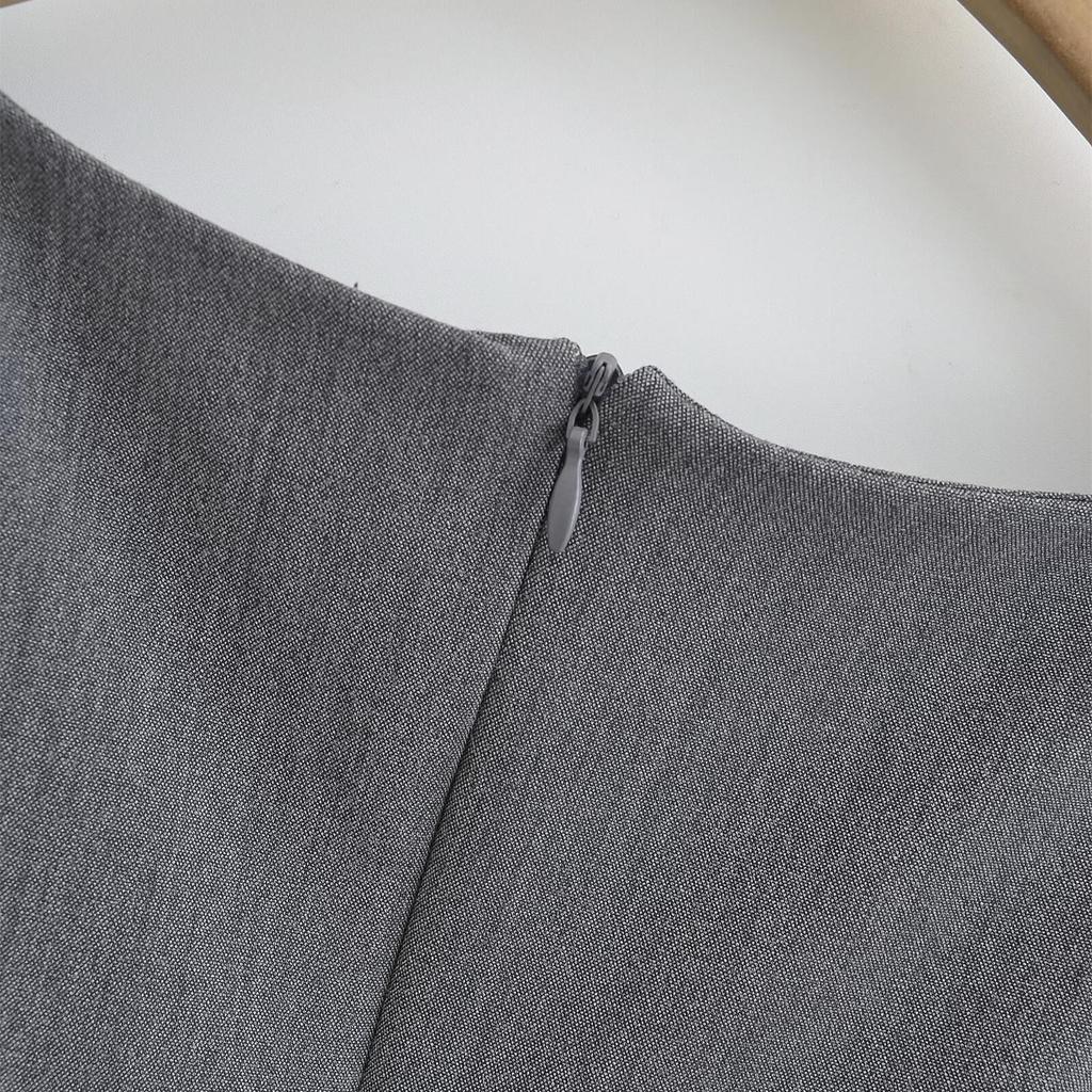 2025 Spring Women's Slim Waist Pleated Midi Dress