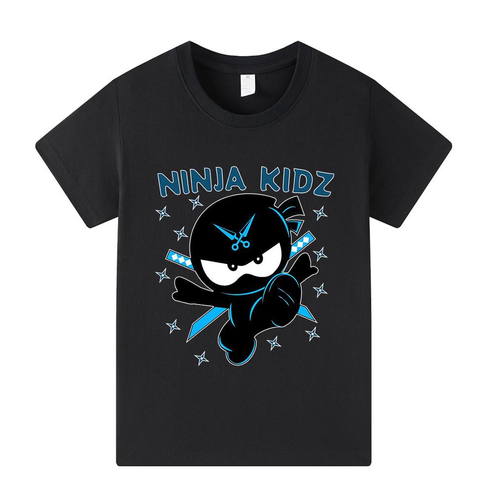 A1176 Multi-color Kids Boys Girls NINJA KIDZ Print Short Sleeves T-shirt 100cm