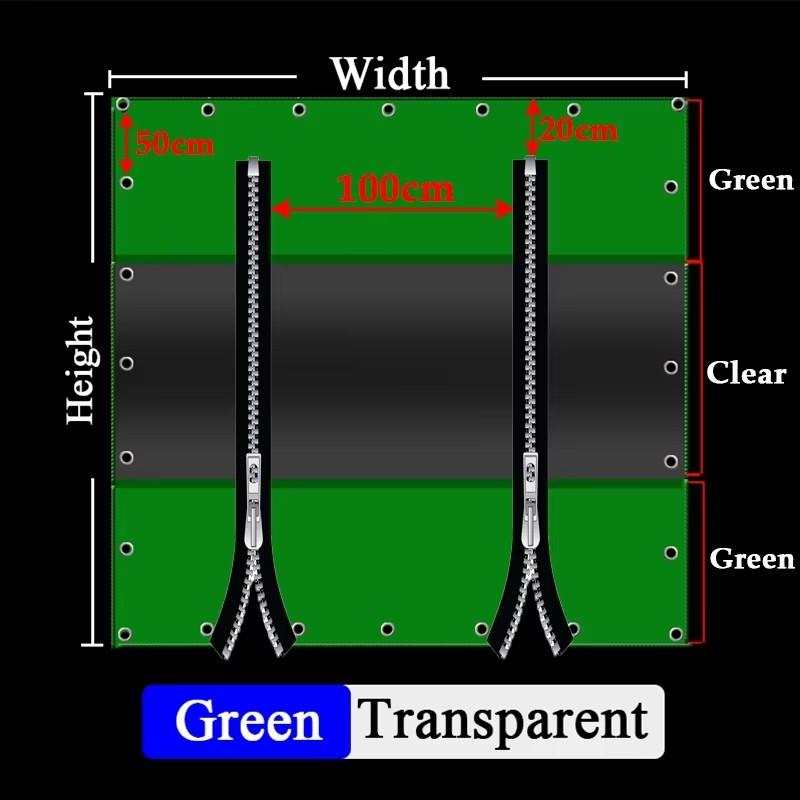 PVC Tarpaulin with Two Zippers Thickened 0.35mm 450 G/m² Waterproof Tarp Vinyl Outdoor Curtains For Patio Pergola Gazebo Porch
