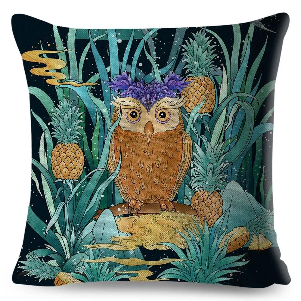 Cartoon Animal Pillowcase Dragon Fox Firebird Printed Linen Cushion Cover Living Room Sofa Car Decorative Pillowcase 45*45Cm