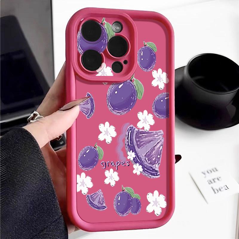 For iPhone 16 Pro Max Fruit Print Phone Case For iPhone 16e 15 14 13 12 Pro Max Plus 11 XR XS Flower Print Phone Case TPU Soft Shockproof Case Cover
