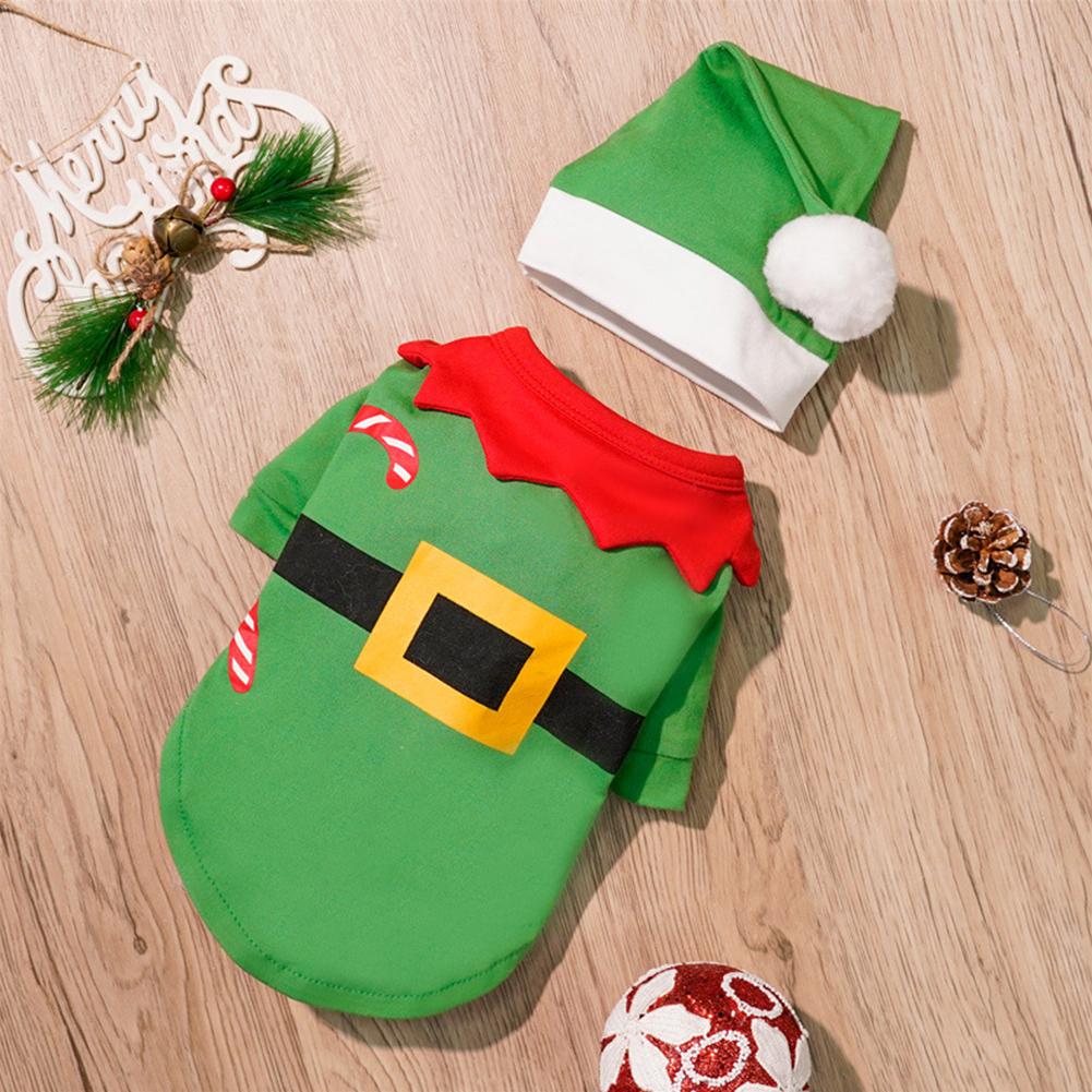 

M-2XL Christmas Pet Suits Green Santa Claus Clothes Dog Cat Party Dress Decorations XL