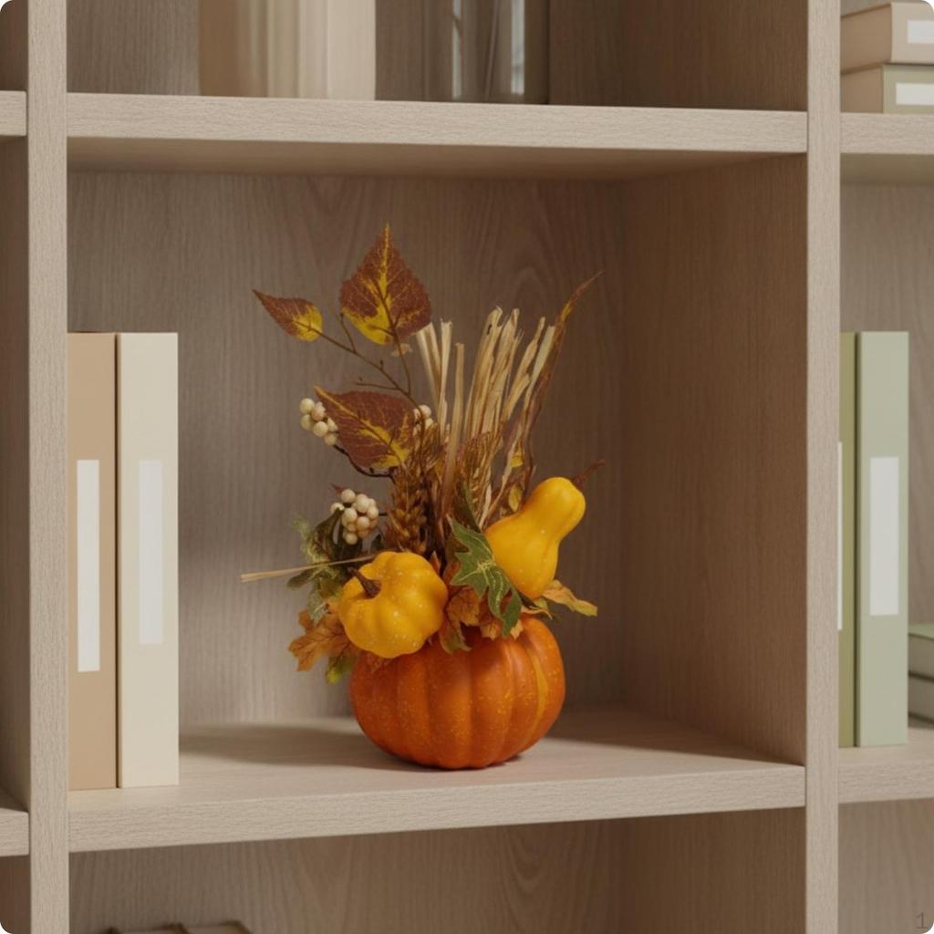 Herbst-Arrangement Kürbis-Mittelstück Saisonale Ernte für Kaminsims, Eingangsbereich Weiß