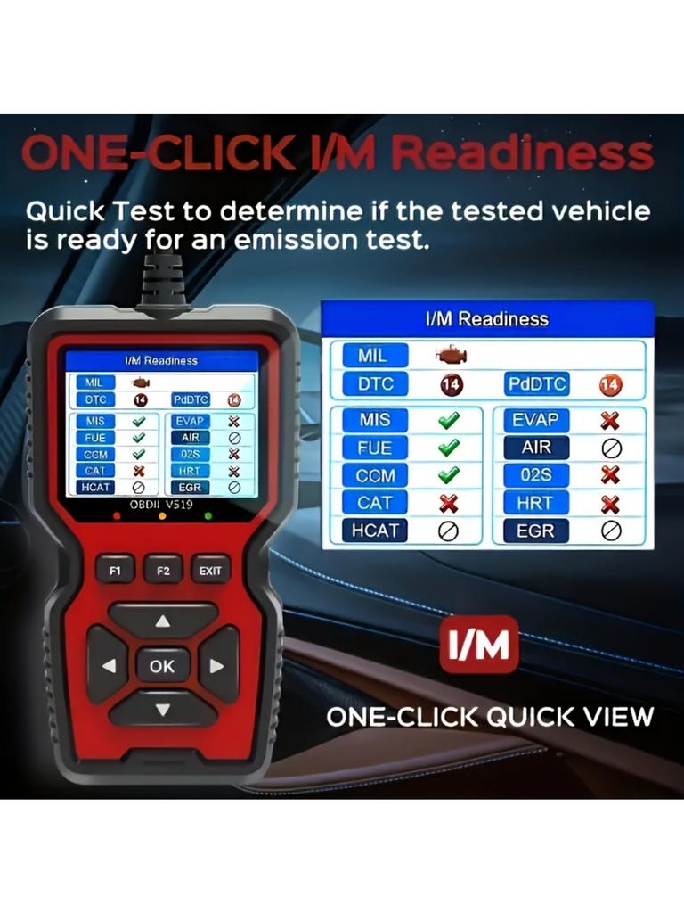 Auto OBD2 Scanner Diagnosewerkzeug Code-Leser, Autospannungstester Motorfehlercode-Scanner, Ladetester Diagnosewerkzeug V519