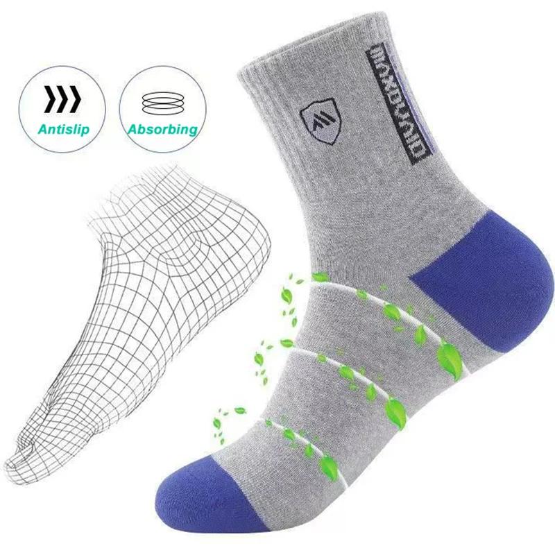 Men Mid Calf Socks Anti Odor Moisture Wicking All Season Cotton Socks Korean Trend Versatile Autumn Winter Men Sports Socks