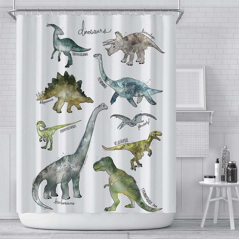 Mysterieus Slang Zwart Douchegordijn Octopus Mot Uil Dinosaurussen Badkamergordijnen Badkamer Decoratie Met Haken Waterdicht Wasbaar W60H190(CM)-1 Pcs
