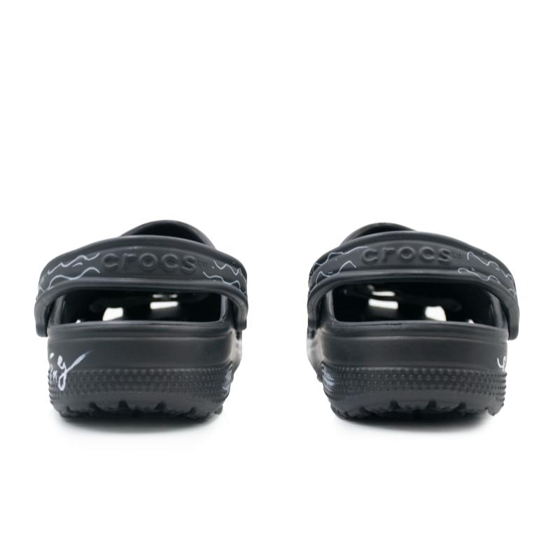 Crocs Classic Clog Smiley Graffiti EVA Fun Woven Hole Shoes Unisex Black