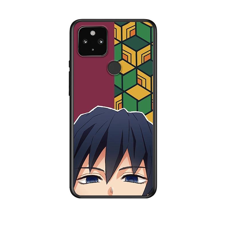 Kryt Demon Slayer Anime Odolný proti nárazům pro Google Pixel 5 4 5A 4A XL 5G Černý Kryt na telefon Skořepina Měkké Fundas Coque Capa