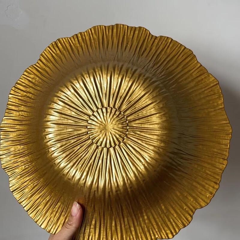 LISM European Light Luxury Gold Glass Flower Fruit Bowl