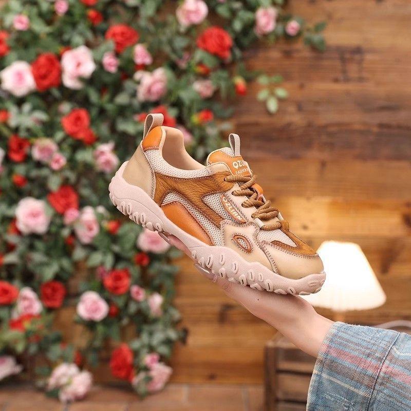 

Весенне-летние новые дышащие сетчатые кроссовки женские мягкая подошва нескользящие легкие ретро беговые кроссовки сетчатая обувь тренд 40 жёлтый