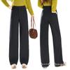 Women's Autumn Winter Plush-Lined Elastic Waist Straight Leg Pants