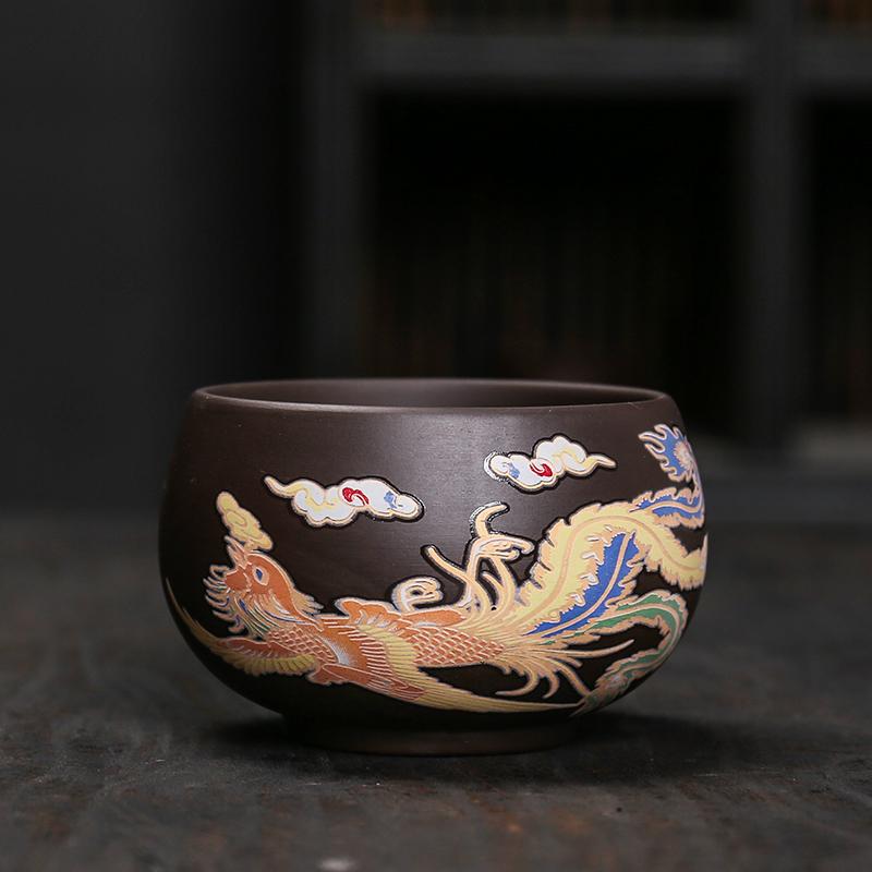 

Исинский фиолетовый глиняный горшок, домашняя китайская чашка для чая в виде дракона и феникса 200ml