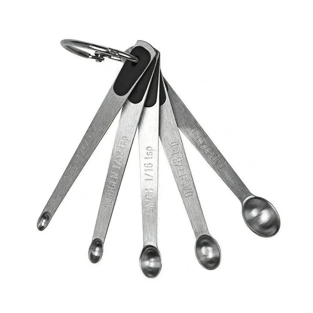 Measuring Spoon Set With Anti-Slip Silicone Handles Stainless Steel Food Grade Spoon Baking And Cooking Cups Portable Storage