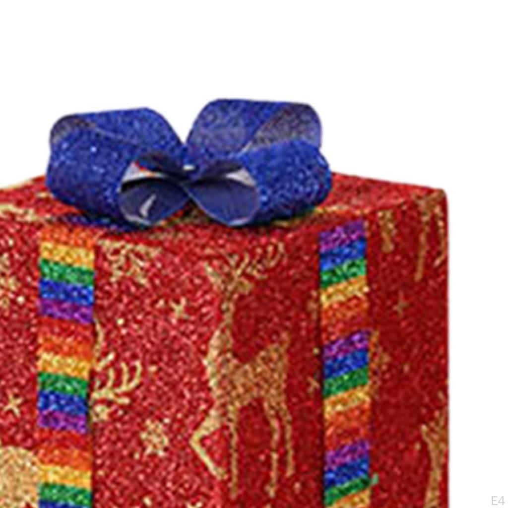 3Pcs Christmas Light Up Present Boxes Decoration Handmade Lightweight with 3 Different Sizes for
